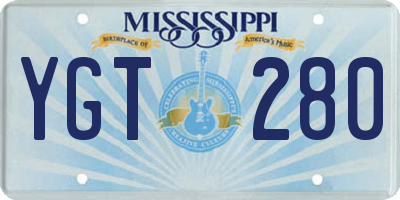 MS license plate YGT280