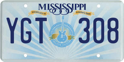 MS license plate YGT308