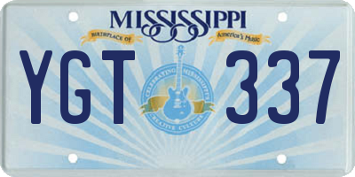 MS license plate YGT337