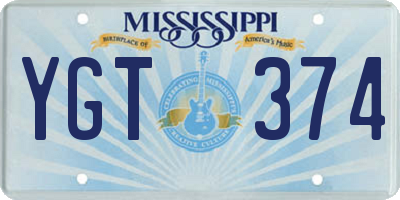MS license plate YGT374