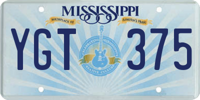MS license plate YGT375