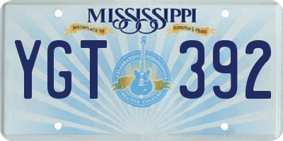 MS license plate YGT392