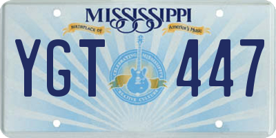 MS license plate YGT447