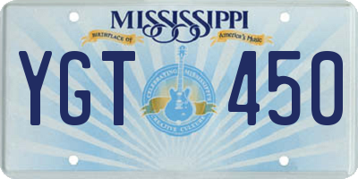 MS license plate YGT450