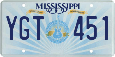 MS license plate YGT451