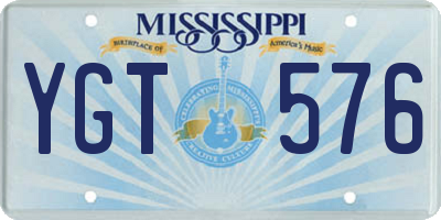 MS license plate YGT576