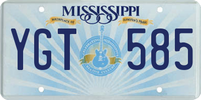 MS license plate YGT585