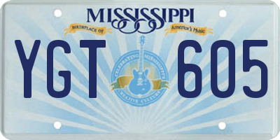 MS license plate YGT605