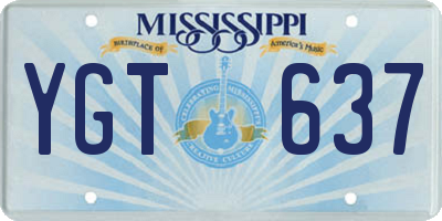 MS license plate YGT637