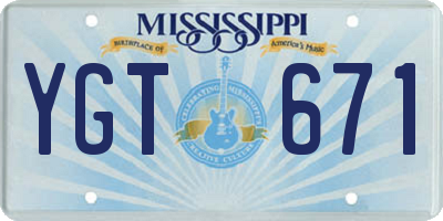 MS license plate YGT671