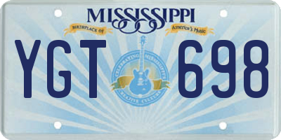 MS license plate YGT698