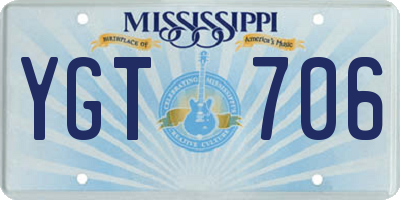 MS license plate YGT706