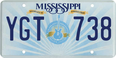 MS license plate YGT738