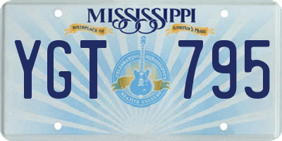 MS license plate YGT795