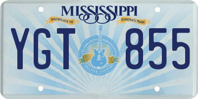 MS license plate YGT855