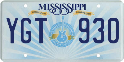 MS license plate YGT930