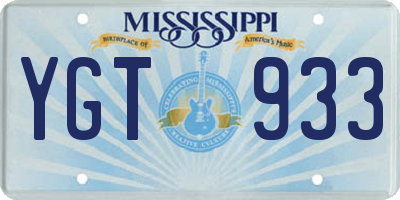 MS license plate YGT933
