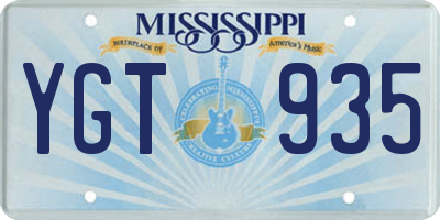 MS license plate YGT935