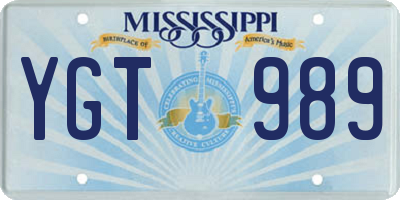 MS license plate YGT989