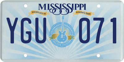MS license plate YGU071