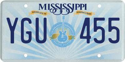 MS license plate YGU455