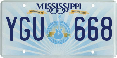 MS license plate YGU668