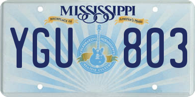 MS license plate YGU803