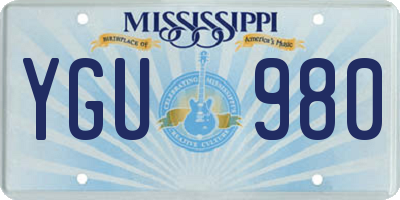 MS license plate YGU980