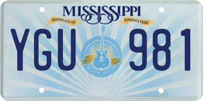 MS license plate YGU981