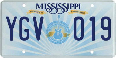 MS license plate YGV019