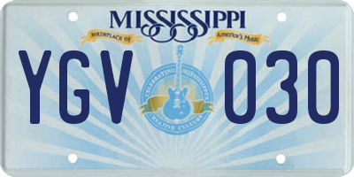 MS license plate YGV030