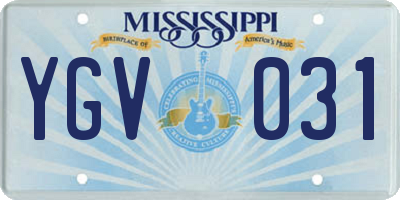 MS license plate YGV031