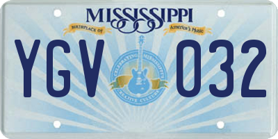 MS license plate YGV032