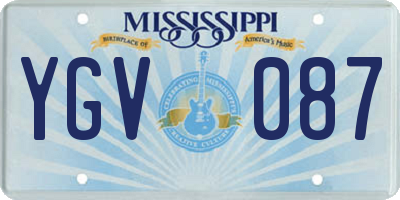 MS license plate YGV087