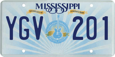 MS license plate YGV201
