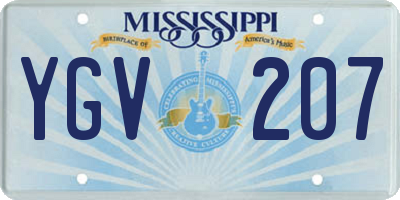 MS license plate YGV207