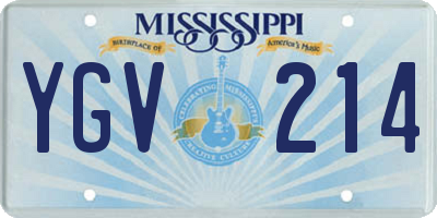 MS license plate YGV214