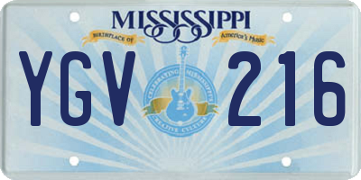 MS license plate YGV216