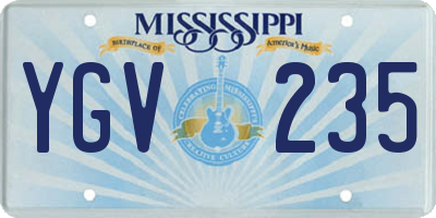 MS license plate YGV235
