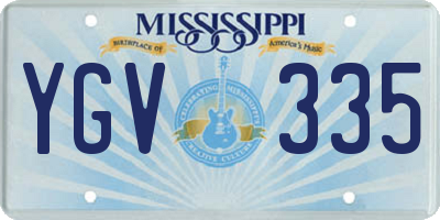 MS license plate YGV335