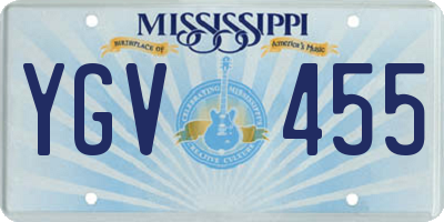 MS license plate YGV455