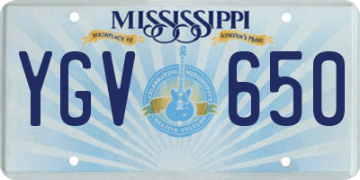 MS license plate YGV650