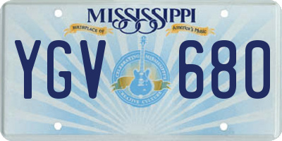 MS license plate YGV680