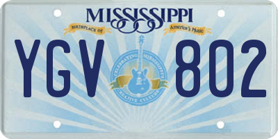 MS license plate YGV802