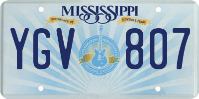 MS license plate YGV807