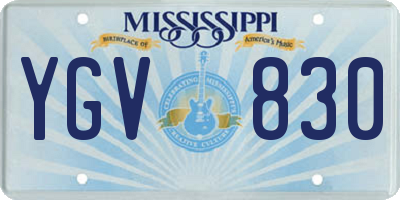 MS license plate YGV830
