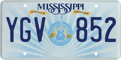 MS license plate YGV852