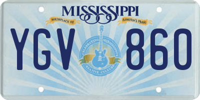 MS license plate YGV860