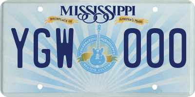 MS license plate YGW000