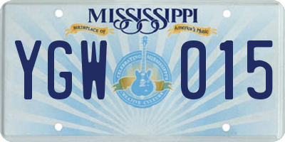 MS license plate YGW015